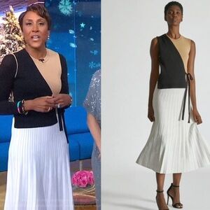 YIGAL AZROUEL A-line Mini Pleated Knit Navy Dress Sz 8